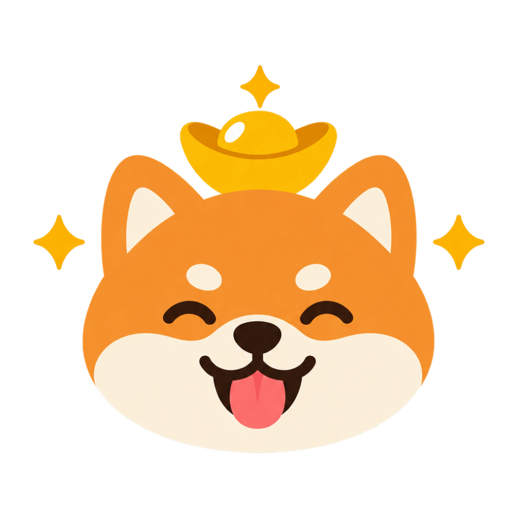 RichShiba（柴富自由）的柴犬與金元寶純圖形 Logo。